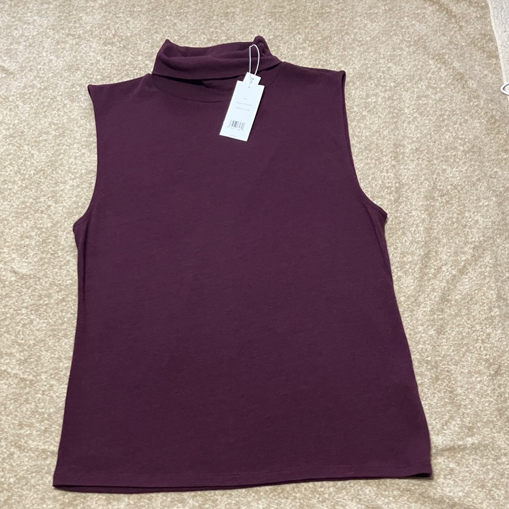 NWT Vince Deep Purple Sleeveless Top Turtleneck